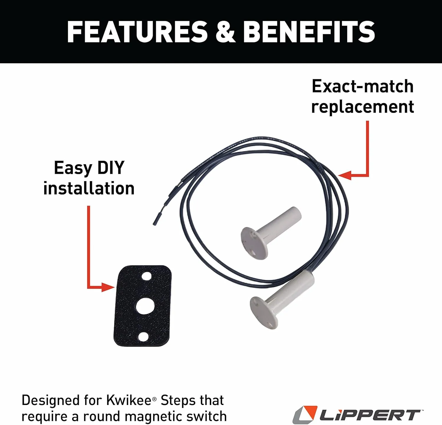 Lippert Replacement Round Magnetic Power Switch with 3/8" Core for Kwikee Electric Steps on RVs, Travel Trailers - 905307000