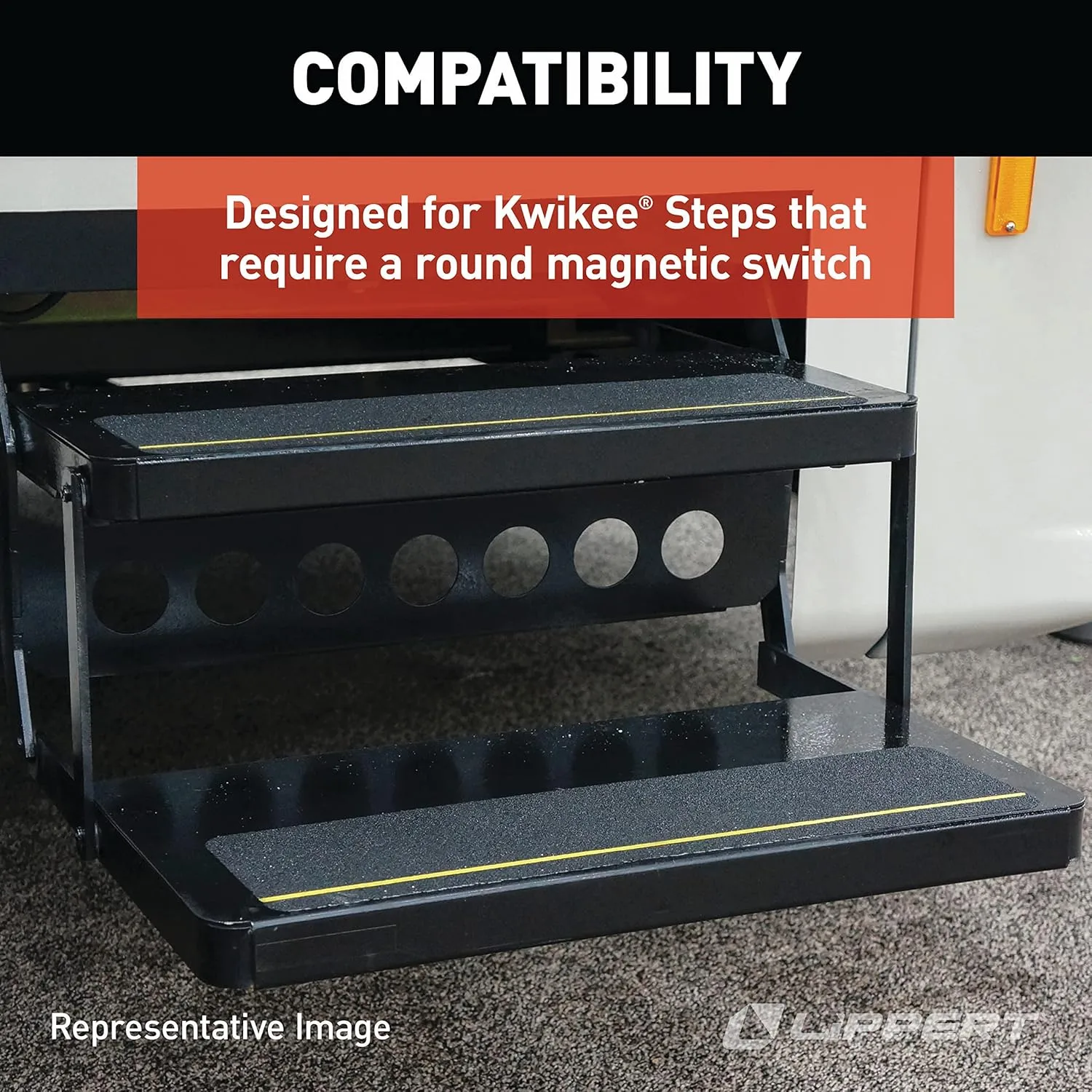 Lippert Replacement Round Magnetic Power Switch with 3/8" Core for Kwikee Electric Steps on RVs, Travel Trailers - 905307000