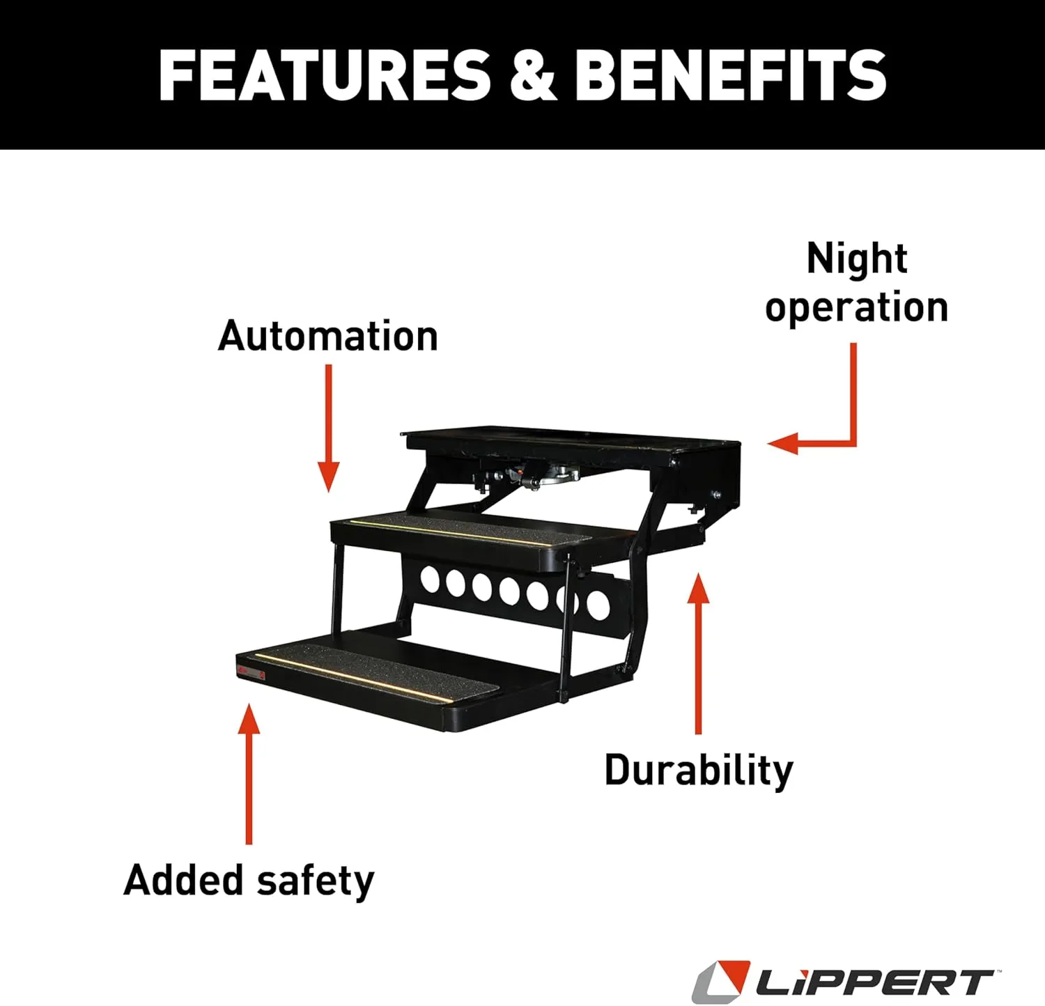 Kwikee Lippert Platinum Double Tread Electric RV Steps, 24in Wide, 12V (Model 372558)