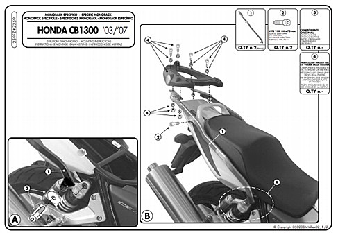 KAPPA HONDA TOPBOX BRACKET KZ259 - CB 1300 / S (03-09)