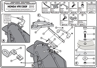 KAPPA HONDA TOPBOX BRACKET KZ267 - VFR 1200 F (10-16)