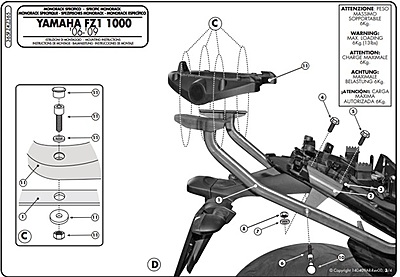 KAPPA YAMAHA TOPBOX BRACKET - FZ1 1000 (06-15)