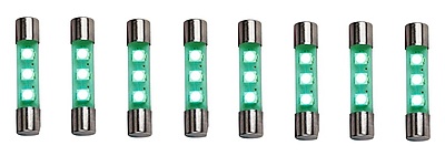 8-Pack 8VAC LED Fuse Lamp, Emerald Green (L-12/LEDEG)