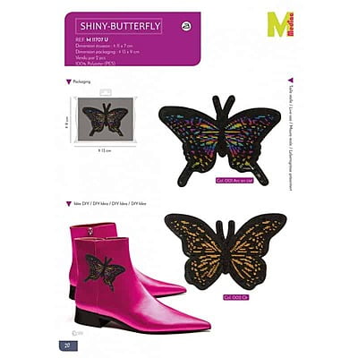 Applicazione termoadesiva con micro paillettes - Farfalla Oro Applicazione termoadesiva con micro paillettes - Farfalla Oro