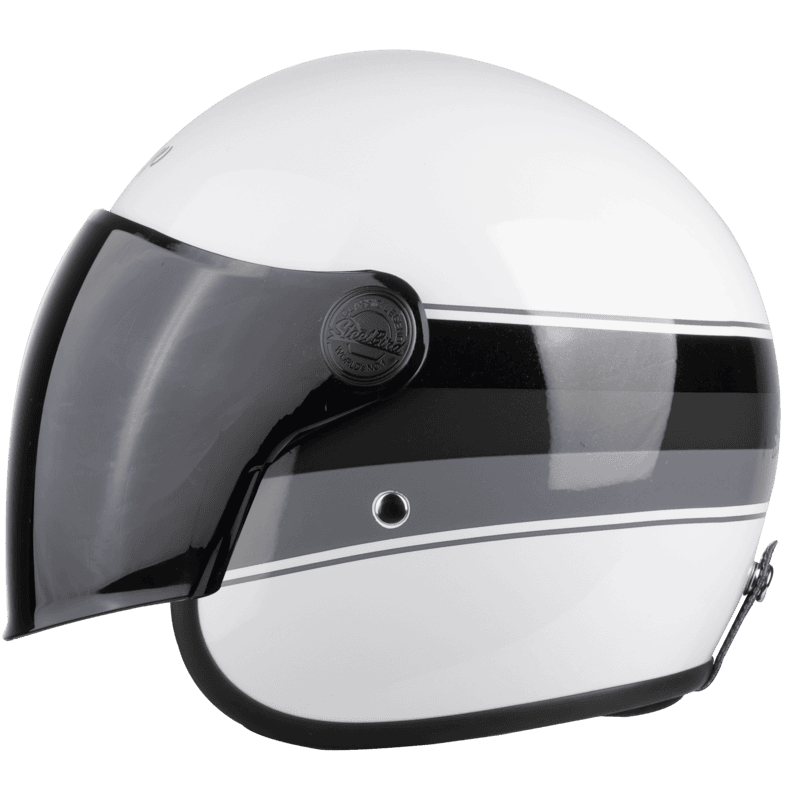 STEELBIRD SBH-56 VINTAGE S1 GLOSSY WHITE/GREY C/V 620 MM (LONG VISOR)