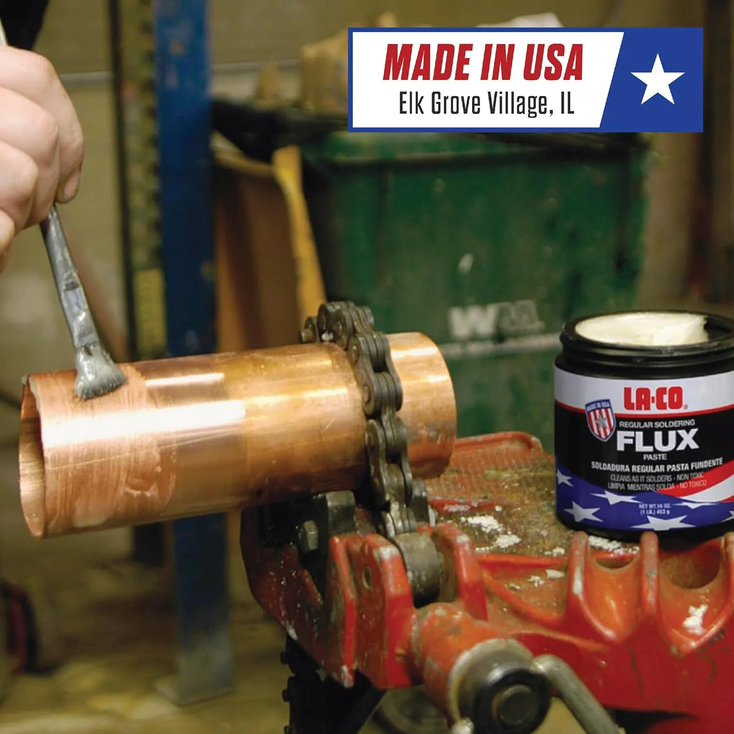 LA-CO 22194 -Water Soluble, All Weather Copper Flux Paste for Soldering, Brush in Cap, Developed for Plumbing, 4 oz