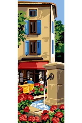 La Fontana del Paese - tela da ricamo a mezzo punto