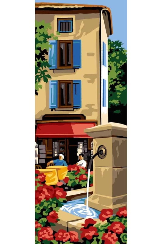 La Fontana del Paese - tela da ricamo a mezzo punto La Fontana del Paese - tela da ricamo a mezzo punto