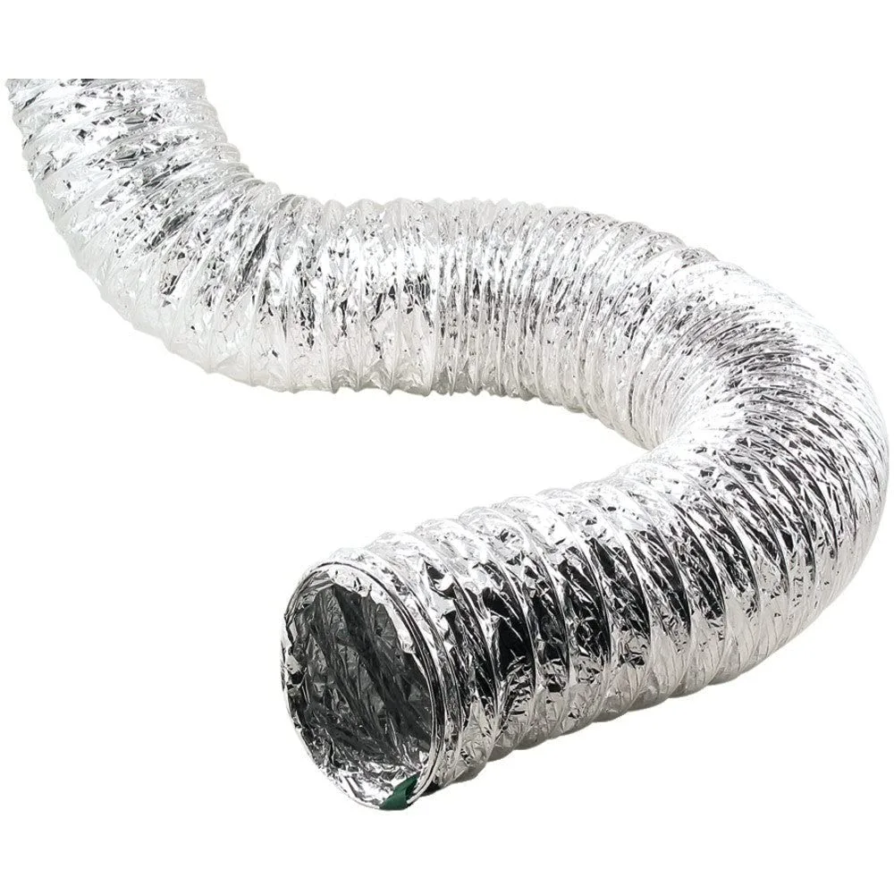 Lambro LamaFlex 4-Ply Aluminum Flex Duct For Bathroom Venting, Silver, 450/TD450