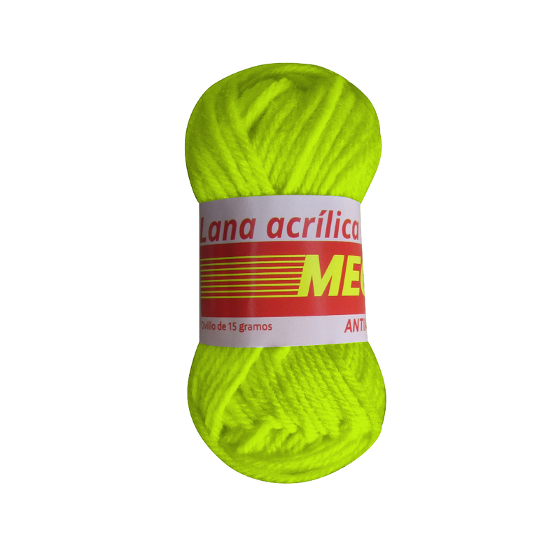 Lana Escolar Mega  7177 Verde Acido Paquete X 10 Ovillos X 15 Gramos