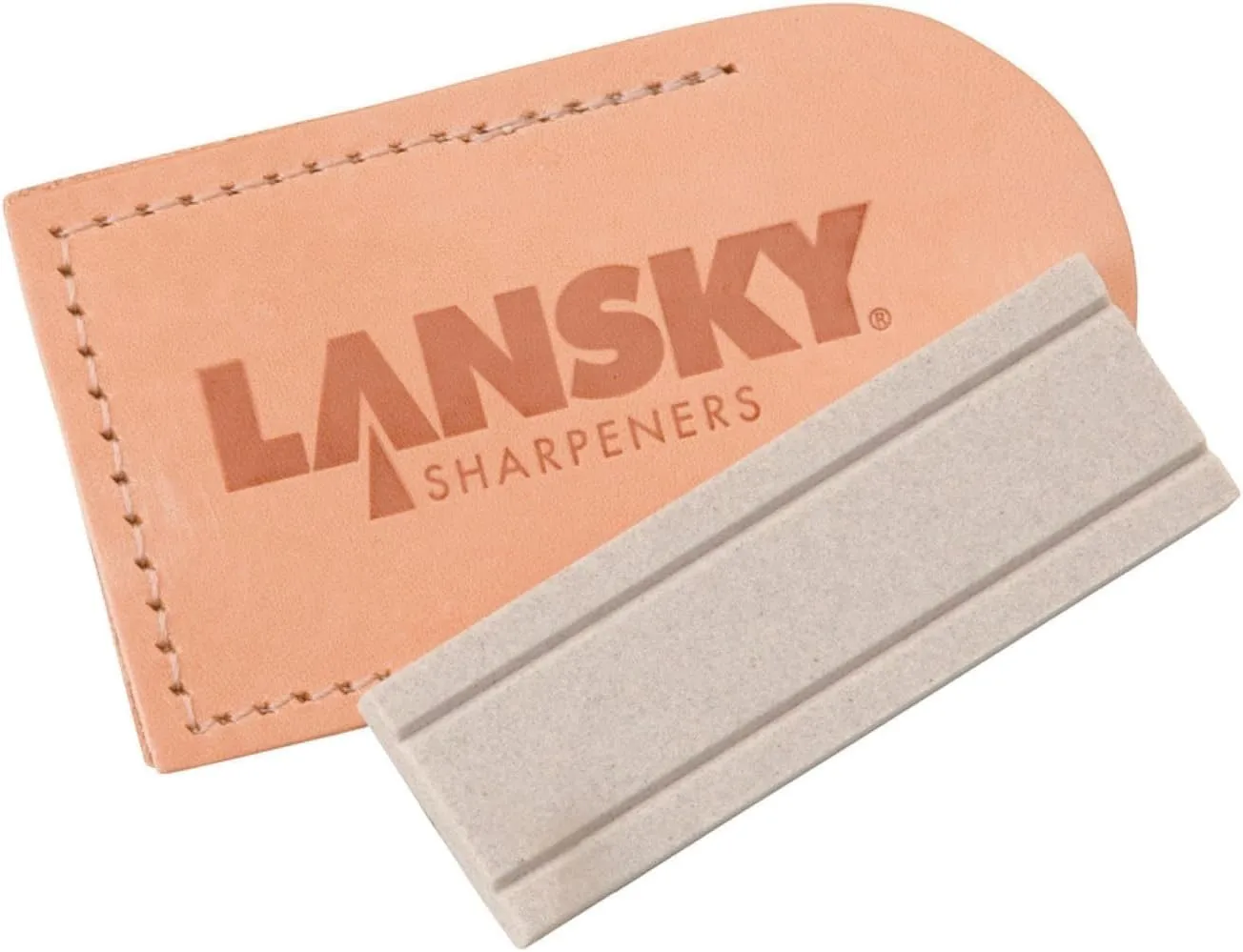 Lansky 3" Hard Super Arkansas Pocket Stone with 2 Sharpening Grooves and Pouch