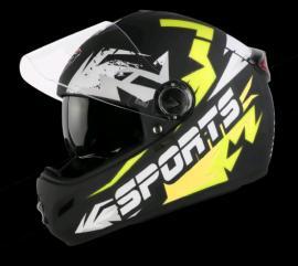 STEELBIRD SBH-34 ROX ISS R SPORTS GLOSSY BLACK/NEON C/V 600 MM (L)