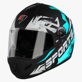 STEELBIRD SBH-34 ROX ISS R SPORTS GLOSSY BLACK/BLUE C/V 600 MM (L)