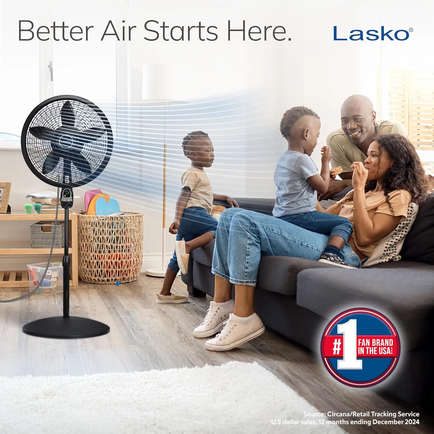 Lasko Oscillating Cyclone Pedestal Fan, Adjustable Height, Timer, Remote Control, 3 Speeds, 18" Black