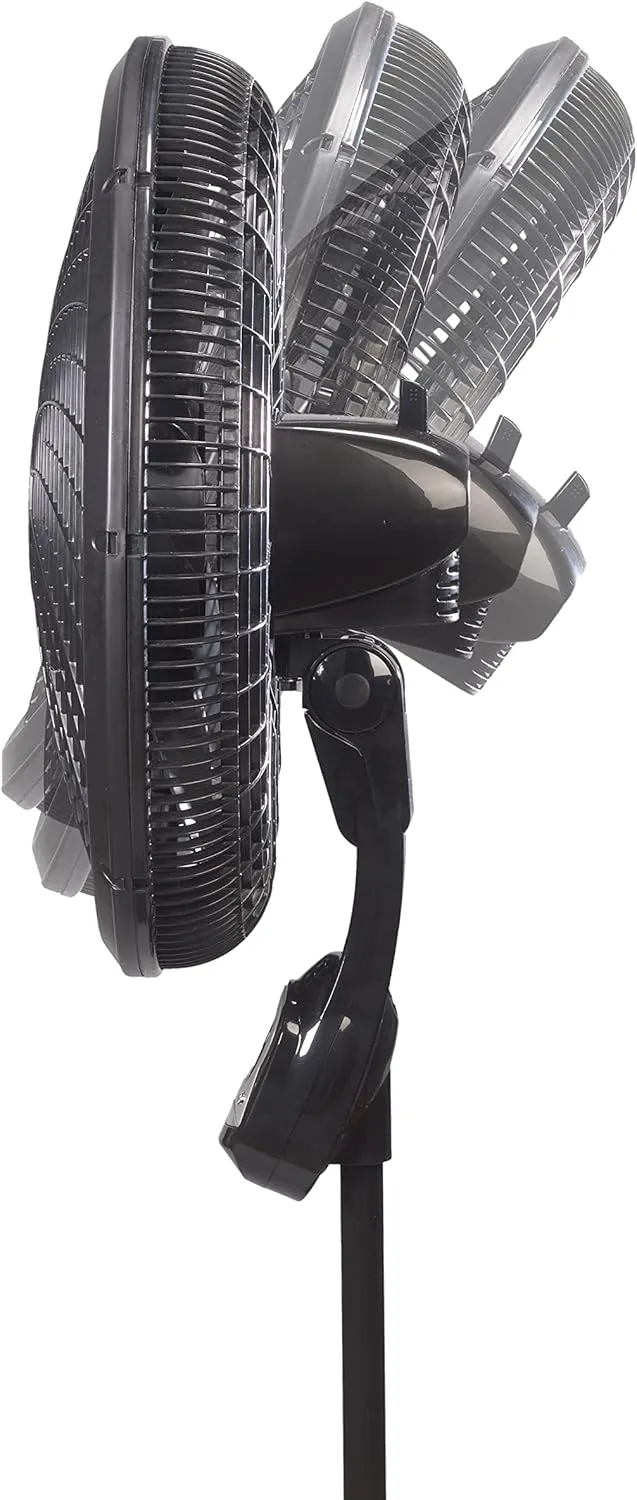 Lasko Oscillating Cyclone Pedestal Fan, Adjustable Height, Timer, Remote Control, 3 Speeds, 18" Black
