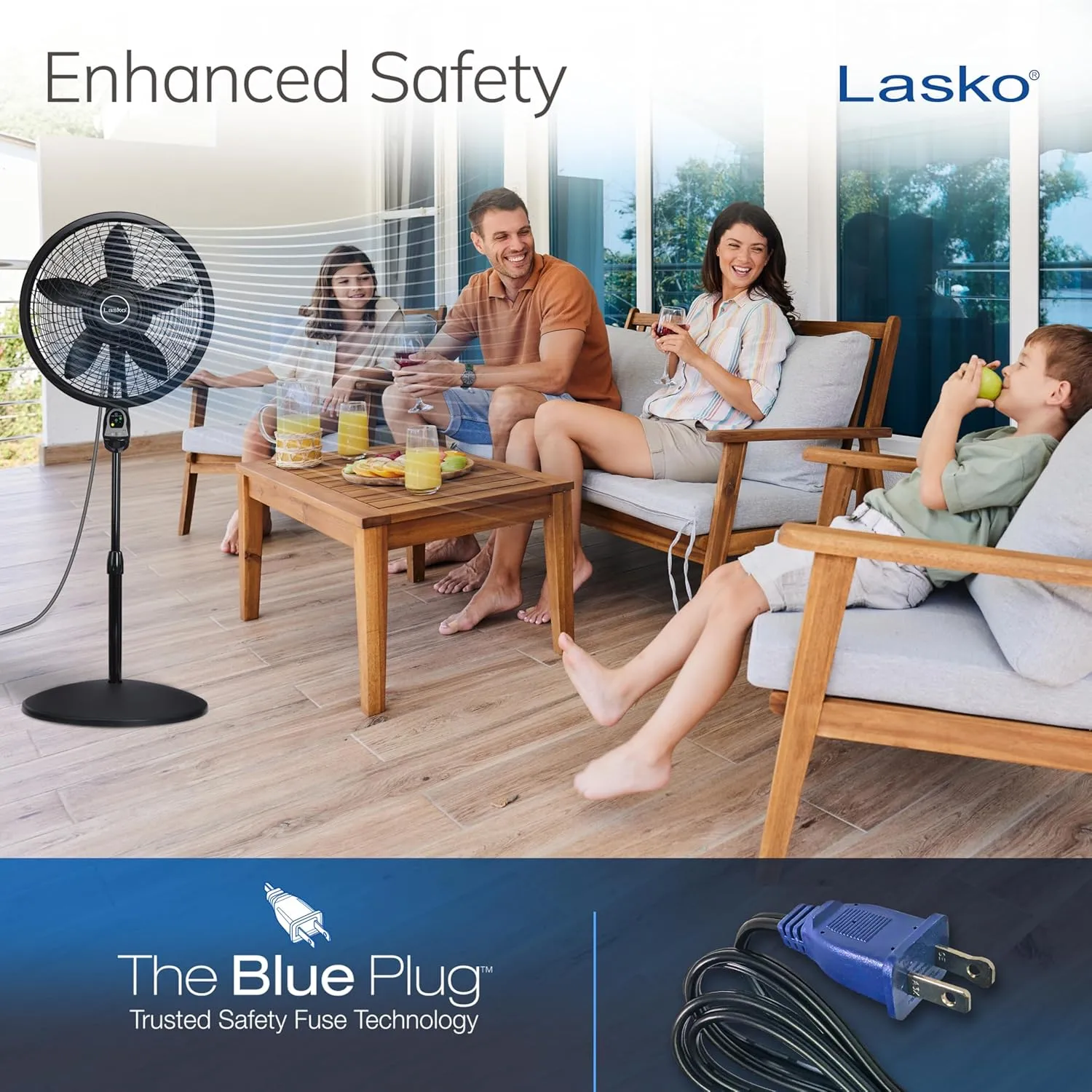 Lasko Oscillating Cyclone Pedestal Fan, Adjustable Height, Timer, Remote Control, 3 Speeds, 18" Black