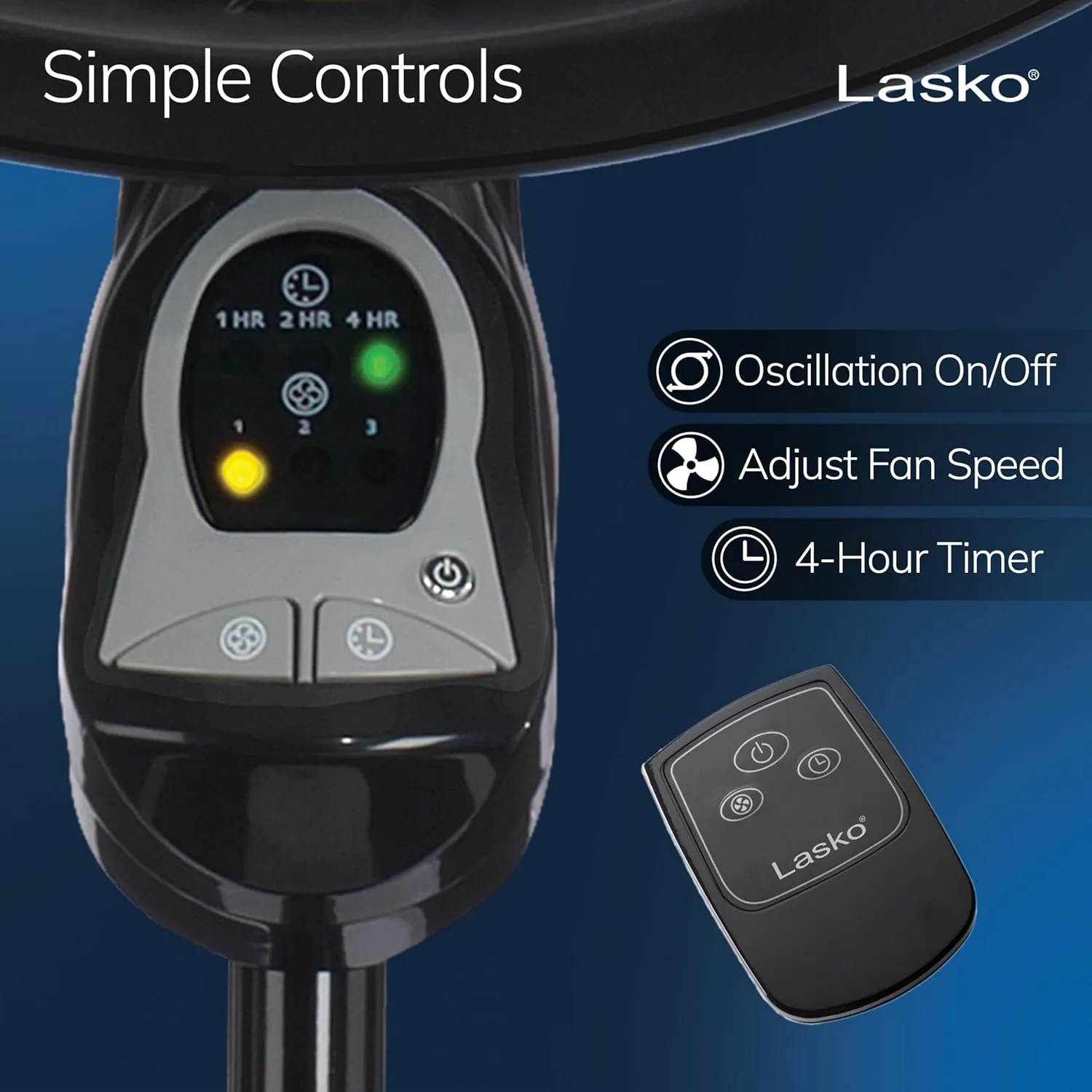 Lasko Oscillating Cyclone Pedestal Fan, Adjustable Height, Timer, Remote Control, 3 Speeds, 18" Black