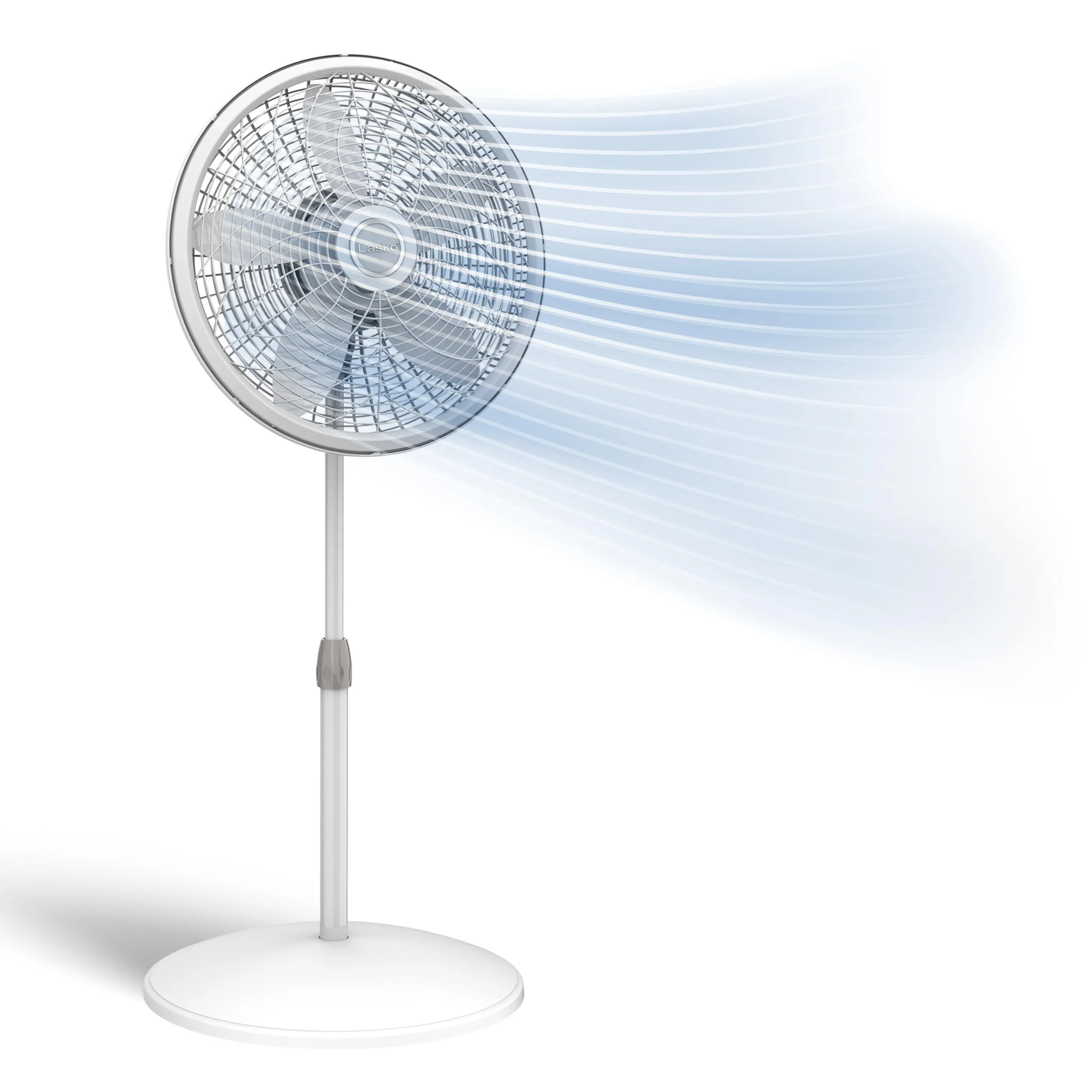 Lasko Oscillating Pedestal Fan - Adjustable Height, 3 Speeds, 18", White, 1820