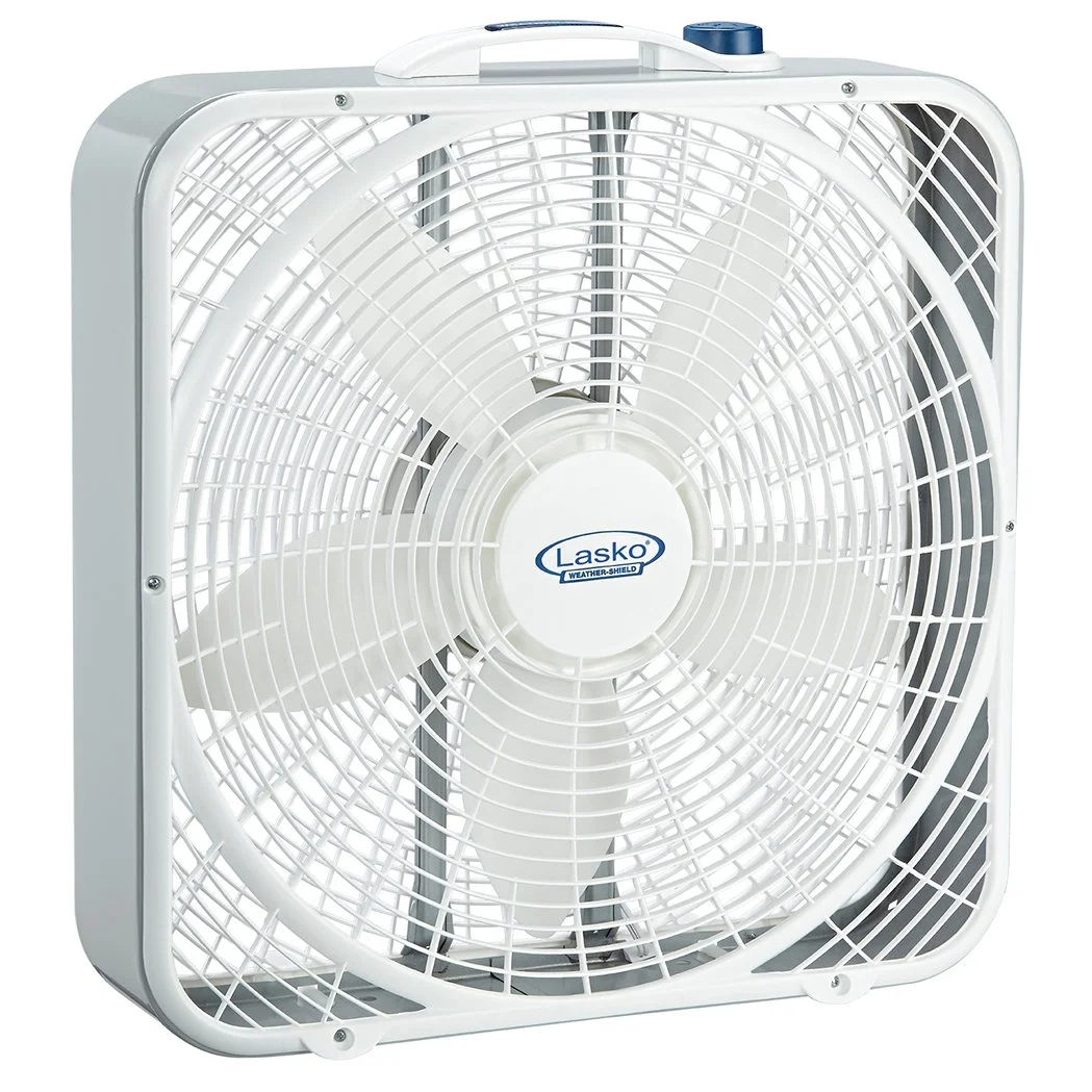 Lasko Weather-Shield Performance Box Fan, 20 inch, 3 Speeds, White