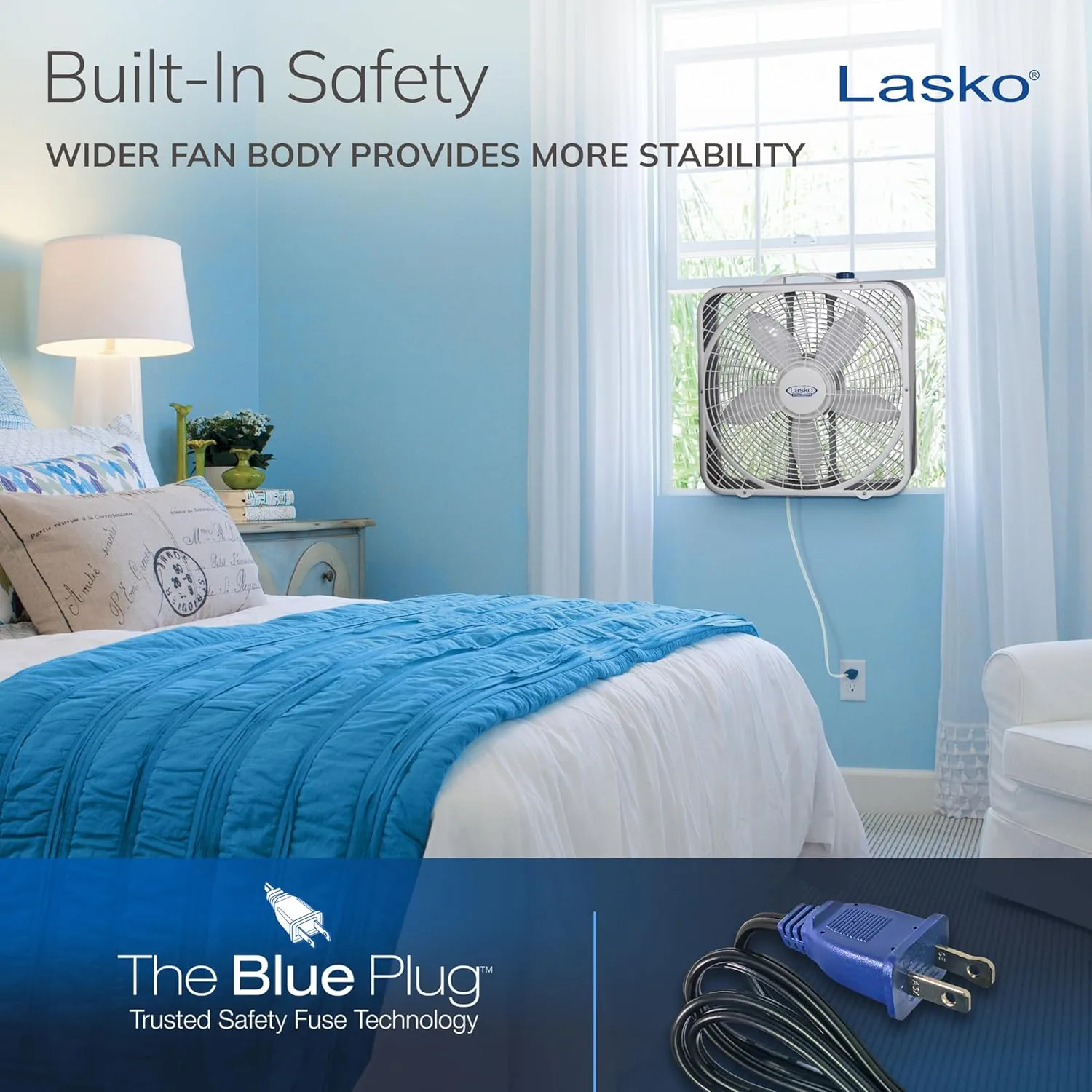 Lasko Weather-Shield Performance Box Fan, 20 inch, 3 Speeds, White