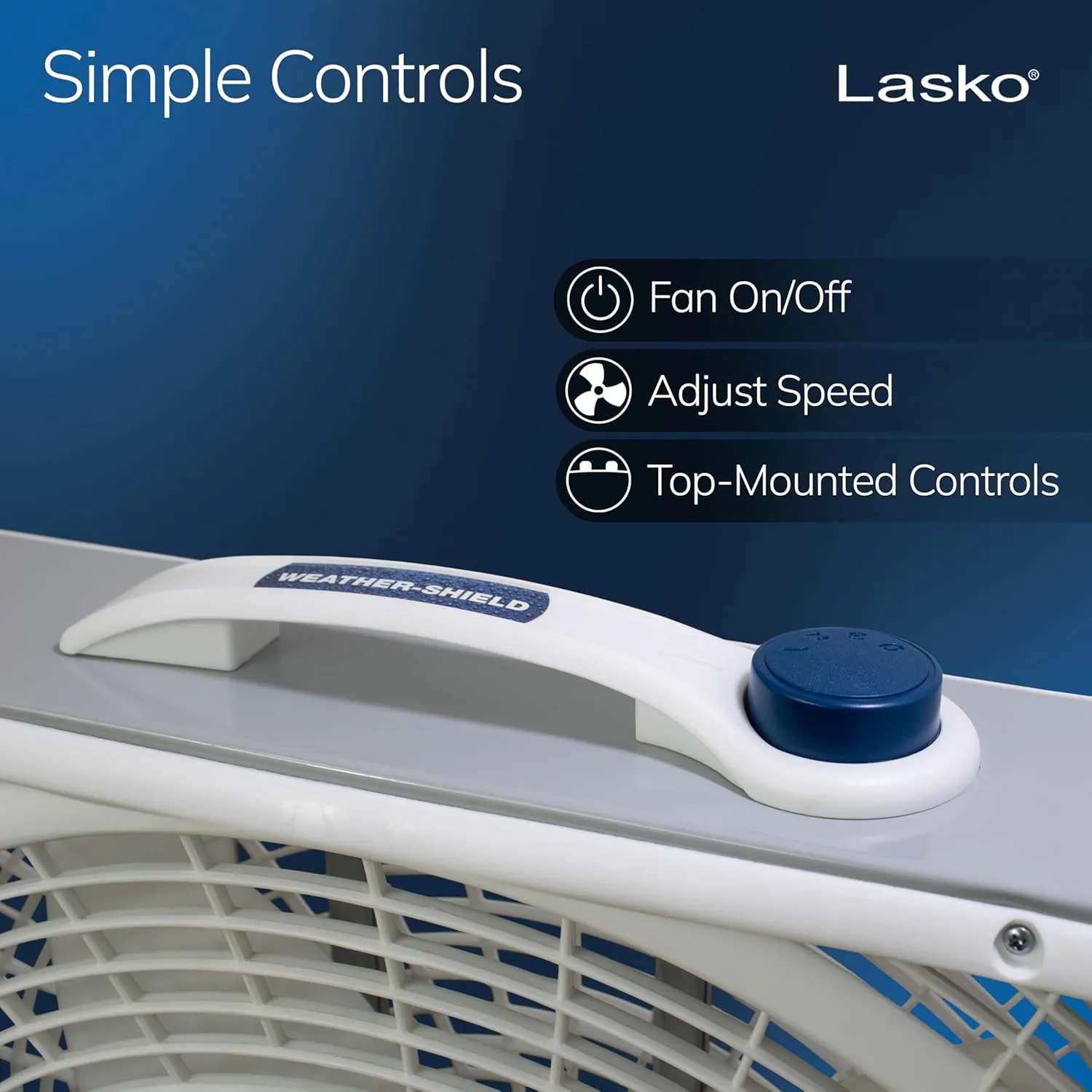 Lasko Weather-Shield Performance Box Fan, 20 inch, 3 Speeds, White