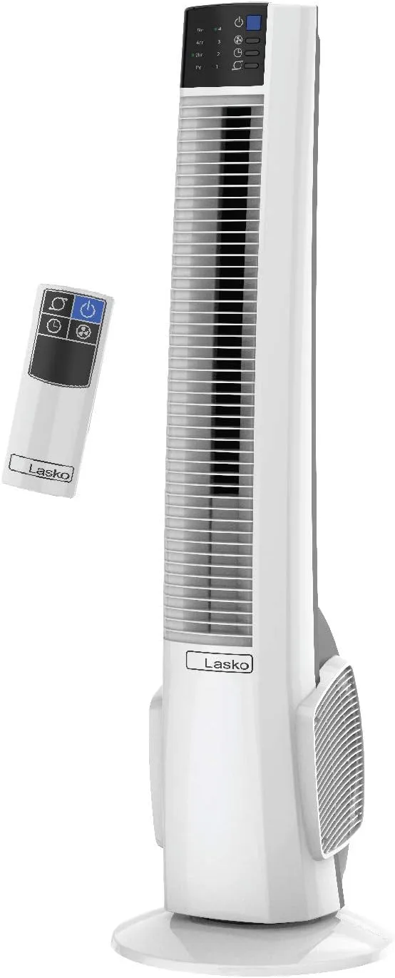 Lasko Oscillating Tower Fan with Remote Control - 4 Speeds, 38 Inch, White, T38400