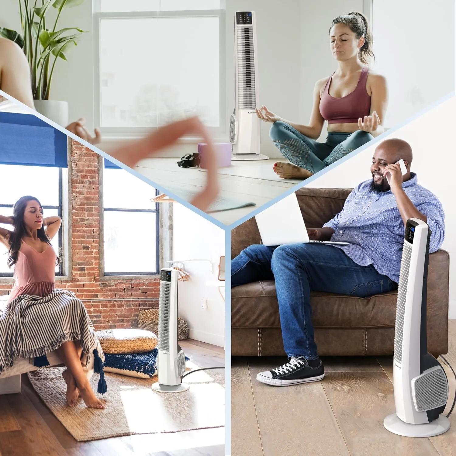 Lasko Oscillating Tower Fan with Remote Control - 4 Speeds, 38 Inch, White, T38400