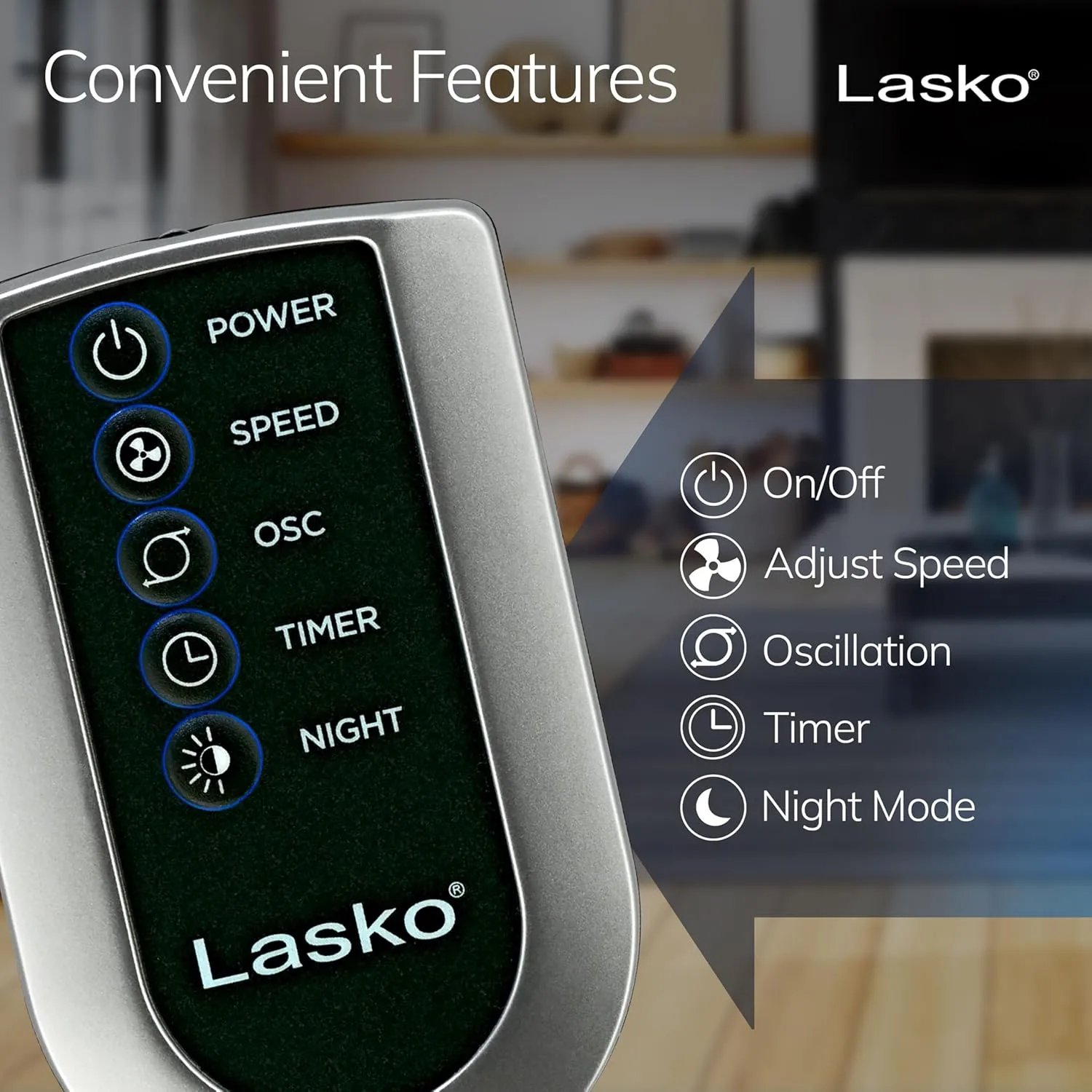 Lasko Tower Fan, Oscillating Performance, Remote Control, Nighttime Setting, Timer, 48" Gray, T48314