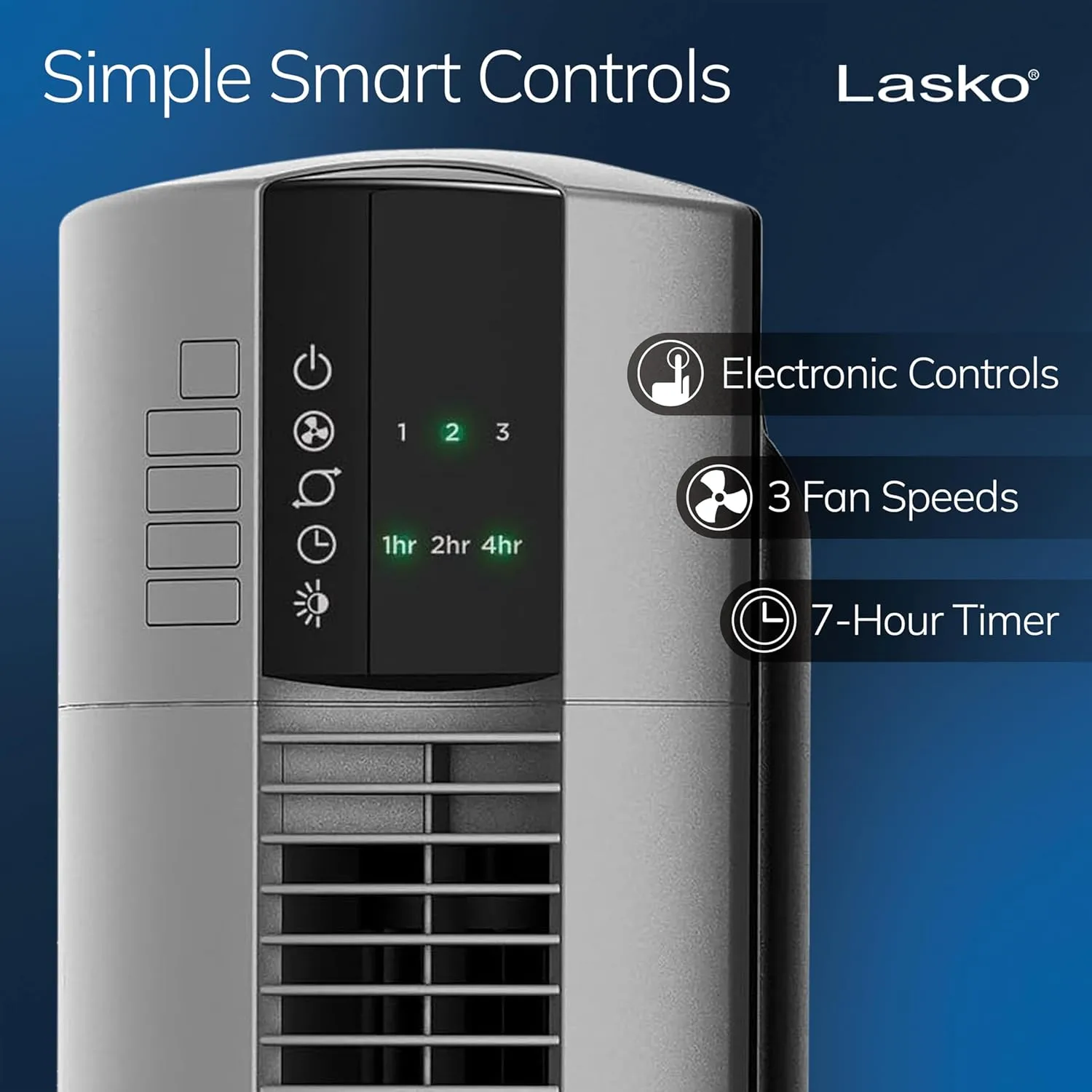 Lasko Tower Fan, Oscillating Performance, Remote Control, Nighttime Setting, Timer, 48" Gray, T48314