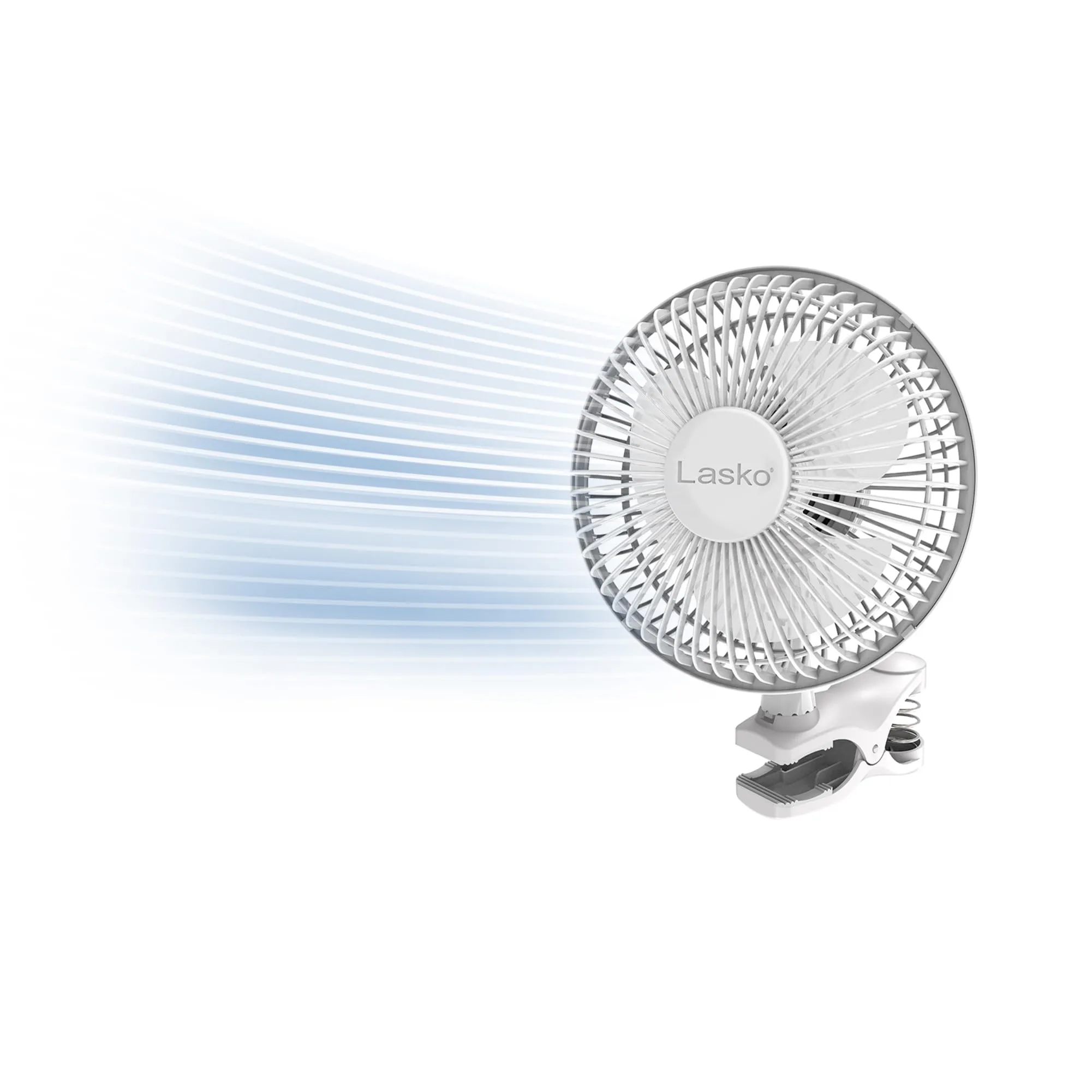 Lasko 2004W Portable 6-Inch Personal Clip Fan with 2 Speeds, White