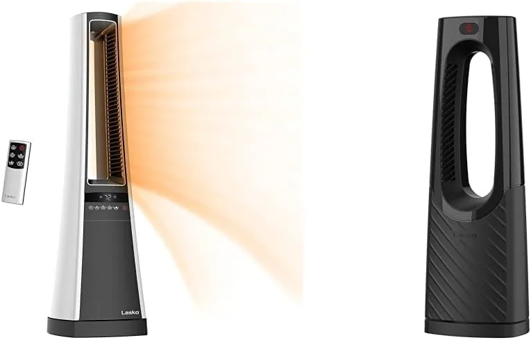 Lasko Oscillating Bladeless Ceramic Tower Space Heater for Home with Enhanced Safety