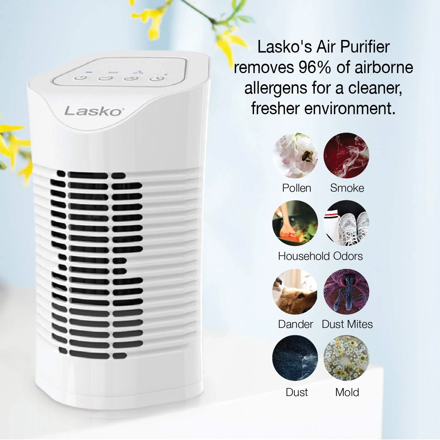 Lasko HF11200 Desktop Air Purifier – 3-Stage Filtration for Home, Office & Small Rooms