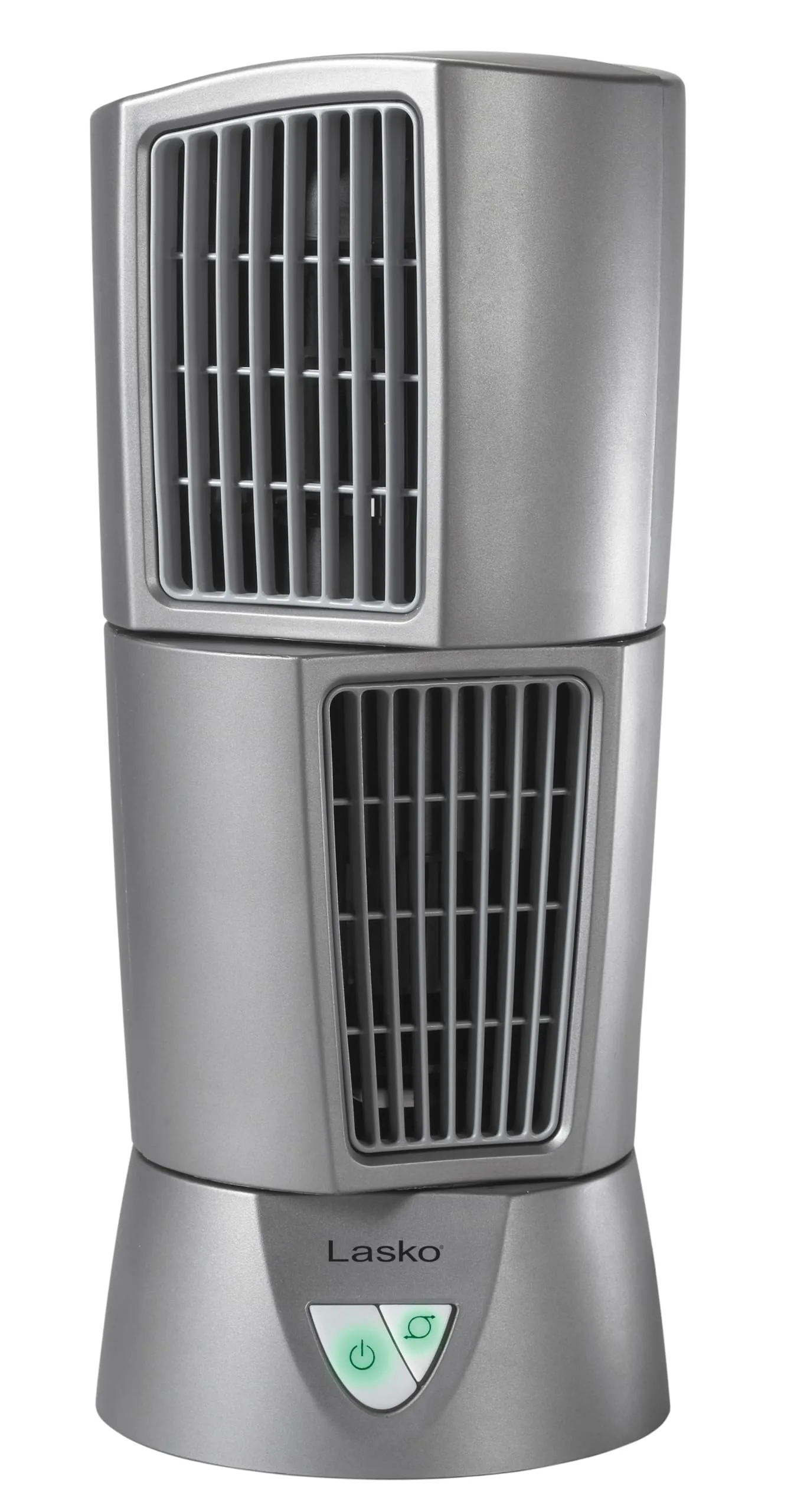 Lasko Wind Tower Platinum Compact Desktop Fan for Home with 3 Speeds, Widespread Oscillation, 14", Gray, 4910