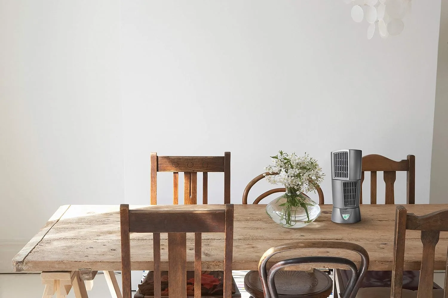 Lasko Wind Tower Platinum Compact Desktop Fan for Home with 3 Speeds, Widespread Oscillation, 14", Gray, 4910