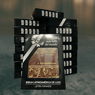La Biblia Latinoamérica de Lujo Marrón / Letra Grande / Imitación piel / Cierre e Índice- Caja de 16 unidades