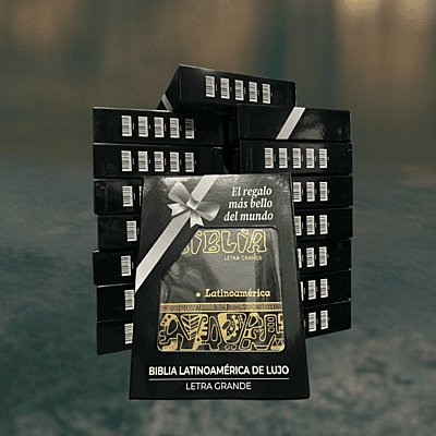 La Biblia Latinoamérica de Lujo Azúl / Letra Grande / Imitación piel / Cierre e Índice - Caja de 16 unidades