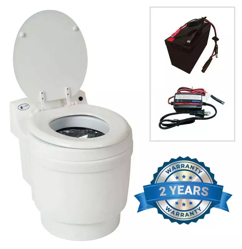 Laveo Dry Flush Portable Toilet with Battery and Charger - White