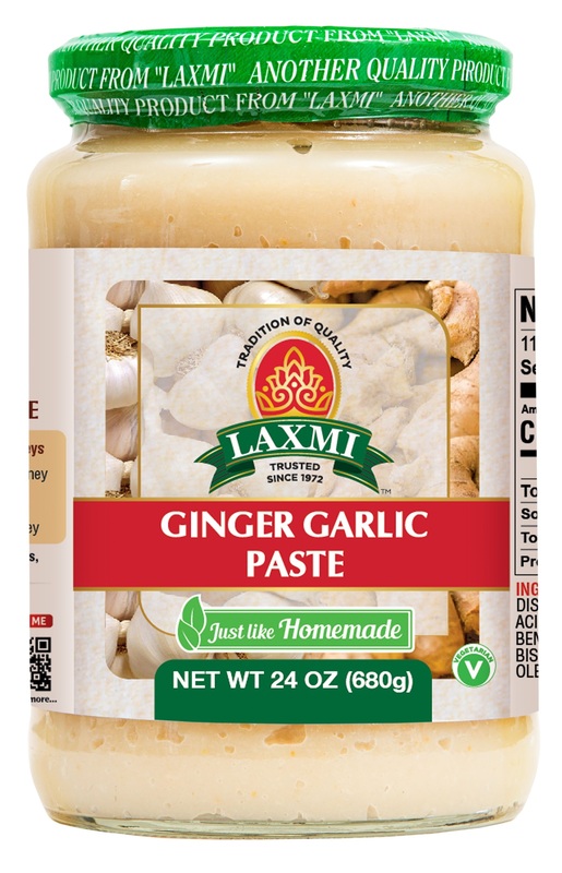 24oz jar of Laxmi Ginger Garlic Paste for authentic Indian cooking and marinades.