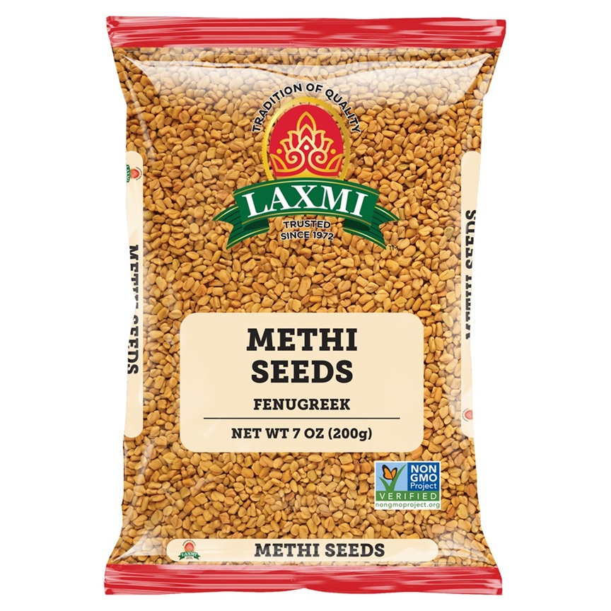 200g of Laxmi Methi Seeds, premium quality whole fenugreek seeds for cooking and health remedies.