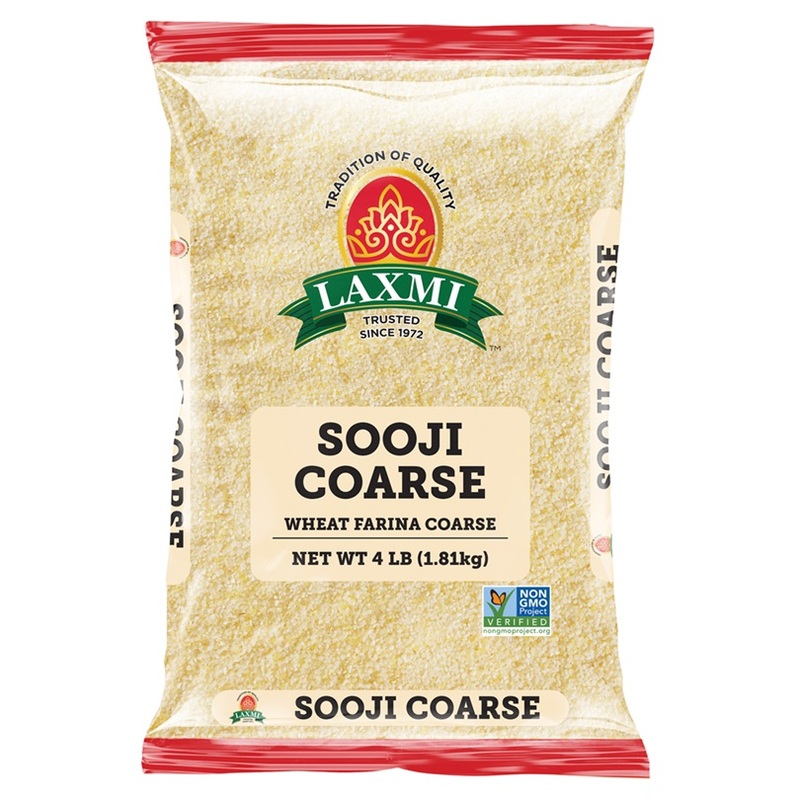 4lb bulk bag of Laxmi Sooji, a granulated wheat semolina for traditional Indian cooking.