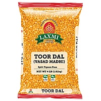 4lb bag of Laxmi Toor Dal with a traditional oily coating for natural preservation