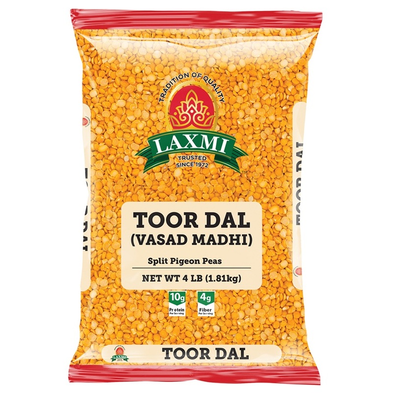 4lb bag of Laxmi Toor Dal with a traditional oily coating for natural preservation