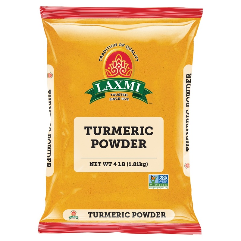 4lb of Laxmi Turmeric Powder, a bright golden-orange ground spice for cooking and wellness.