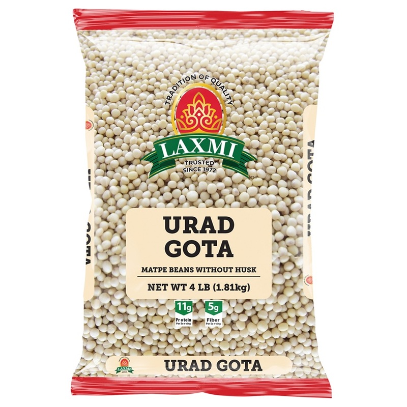 4lb bag of Laxmi Urad Gota, whole skinned black gram lentils for authentic Indian batters.