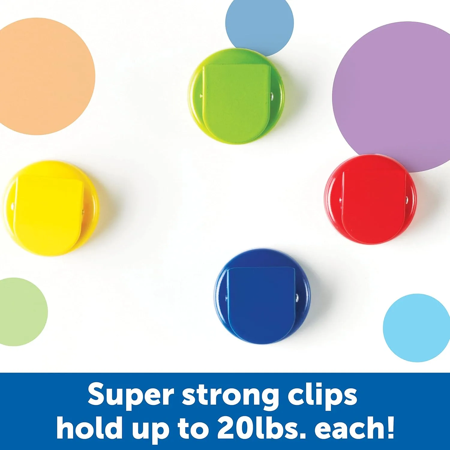Learning Resources Super Strong Magnetic Clips, Set of 4, Assorted Colors, 1.5"