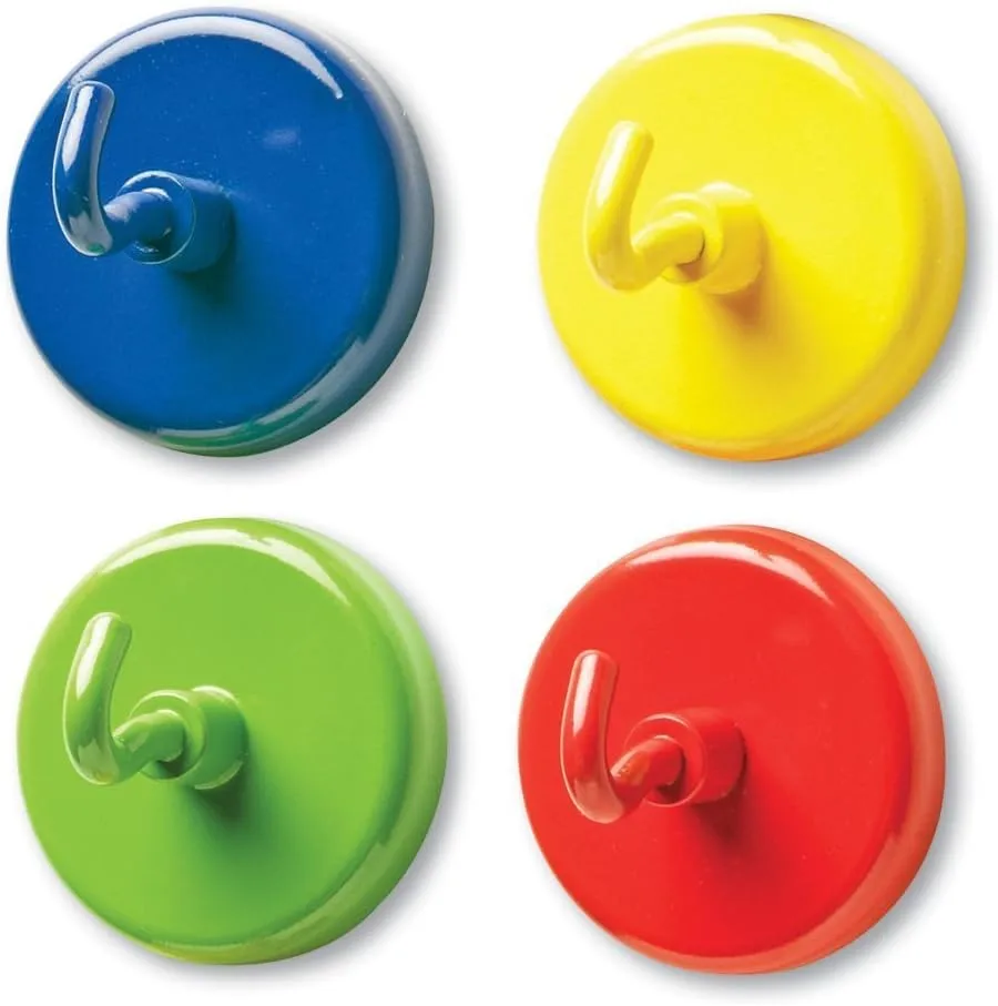 Learning Resources Super Strong Magnetic Hooks - 4 Pieces Sign Holders, Classroom Hooks, Teacher Supplies,Back to School Supplies