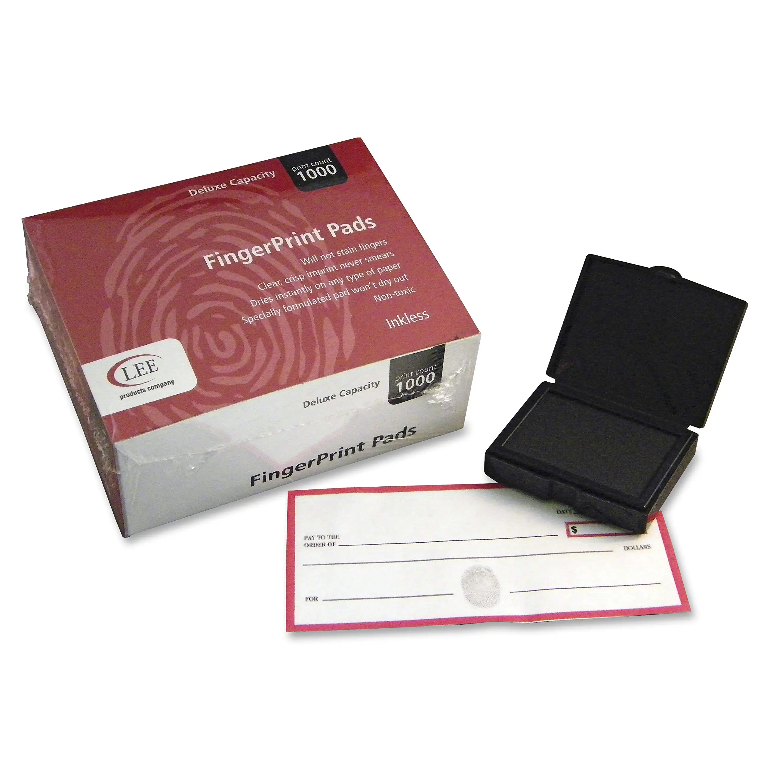 LEE Inkless Fingerprint Pad, 2.25" x 175", Black, 12/Pack