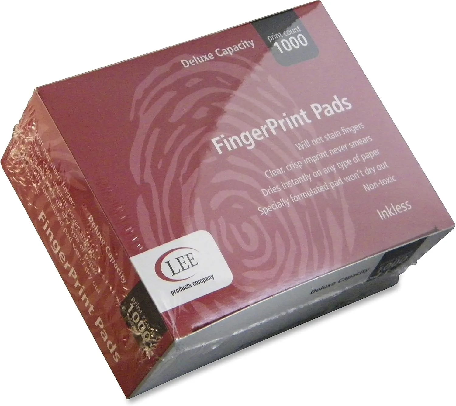 LEE Inkless Fingerprint Pad, 2.25" x 175", Black, 12/Pack