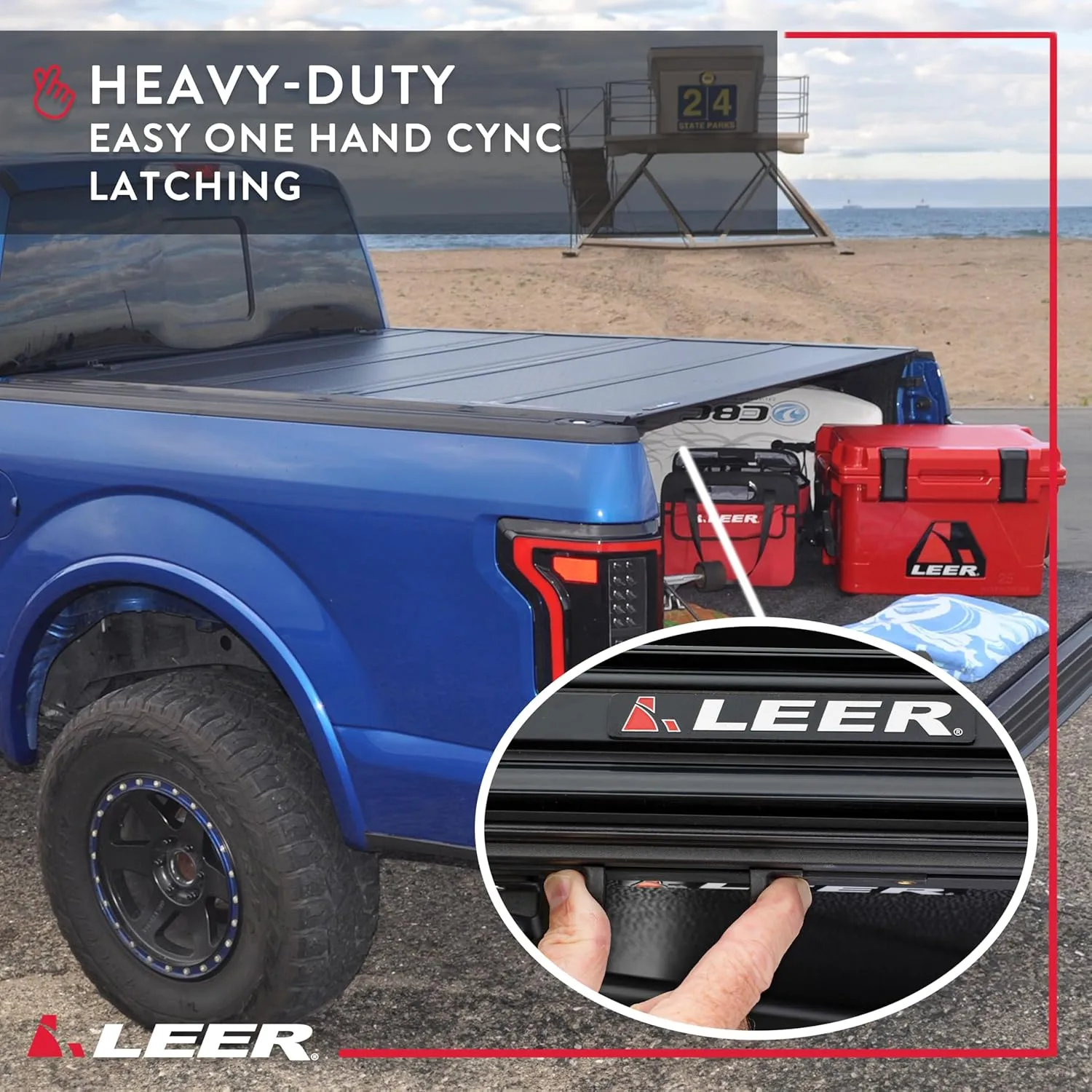LEER HF650M Quad-Folding Tonneau Cover, Fits 2022-2026 Nissan Frontier with 4'10" Bed