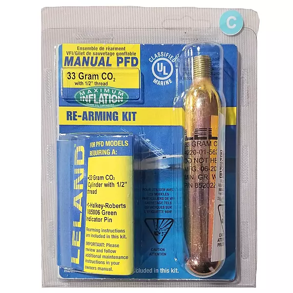 Leland 840AMU-Manual, 33 Gram CO2, 1/2", Inflatable PFD Rearming Kit